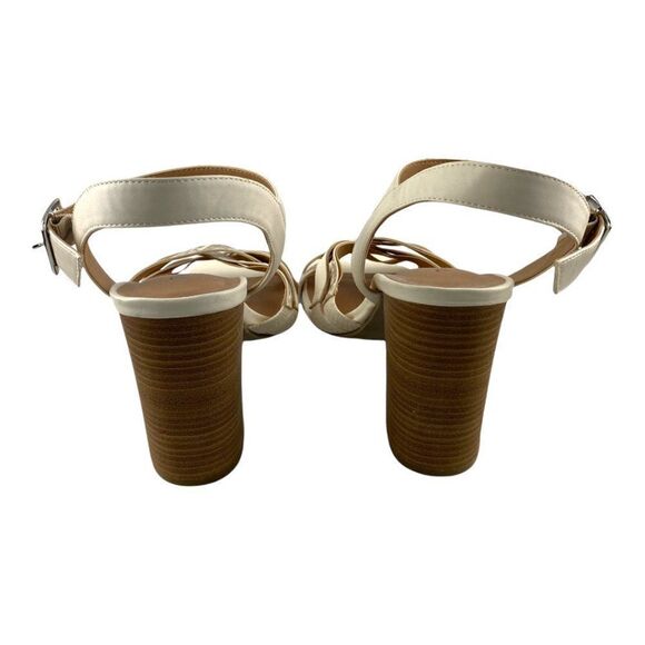 Torrid beige Faux Leather & Snakeskin Print Open Toe Block Heel US 10.5W - Picture 5 of 10